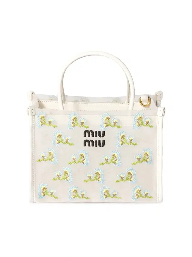 Women's Embroidered Mesh Top Handle Bag - White