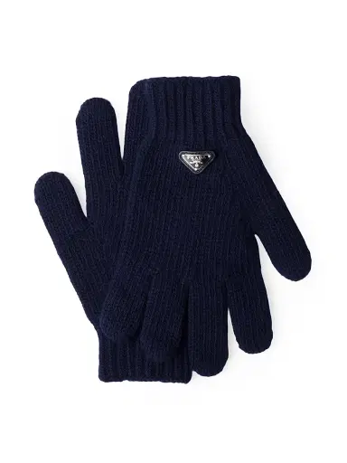 Prada Men's Wool and Cashmere Gloves - Blue - Size Large | Thumbnail 1