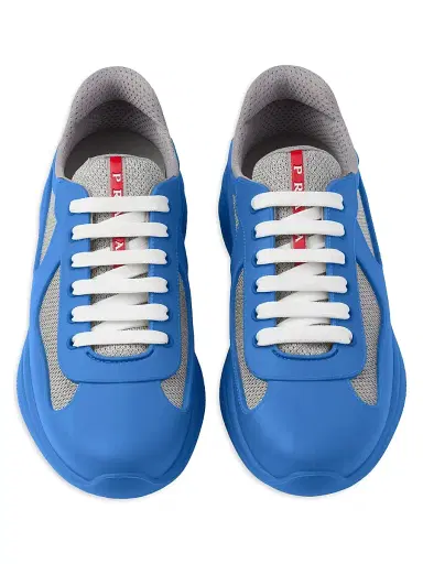 Prada Men's America's Cup Soft Rubber and Bike Fabric Sneakers - Blue | Thumbnail 2 Prada Men's America's Cup Soft Rubber and Bike Fabric Sneakers - Blue | Thumbnail 2