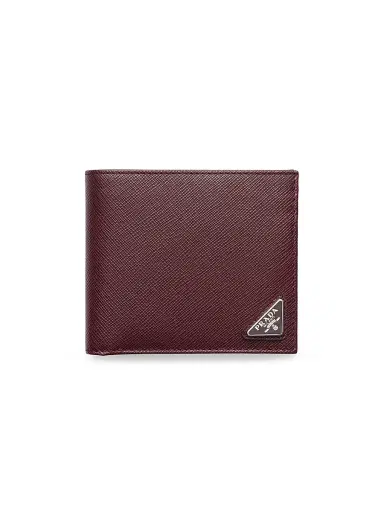 Prada Men's Saffiano Leather Wallet - Dark Red | Thumbnail 1