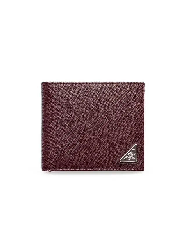 Men's Saffiano Leather Wallet - Dark Red
