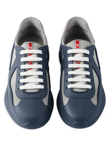 Prada Men's America's Cup Soft Rubber and Bike Fabric Sneakers - Navy - Size 12 | Thumbnail 2