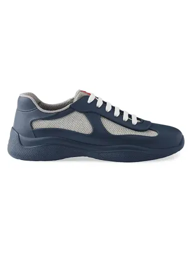 Prada Men's America's Cup Soft Rubber and Bike Fabric Sneakers - Navy - Size 12 | Thumbnail 1