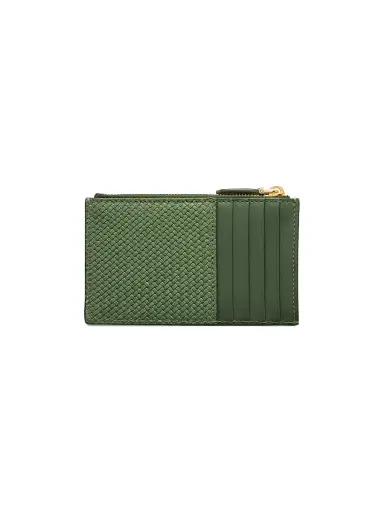 Prada Women's Woven Madras Leather Card Holder - Green | Thumbnail 3 Prada Women's Woven Madras Leather Card Holder - Green | Thumbnail 3