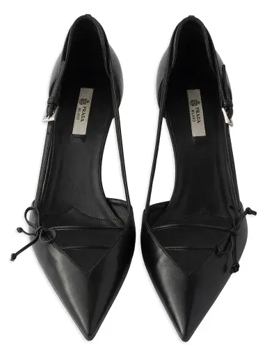 Prada Women's Open-Side Leather Pumps - Black - Size 8.5 | Thumbnail 2