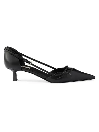 Prada Women's Open-Side Leather Pumps - Black - Size 8.5 | Thumbnail 1