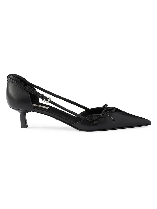 Prada Women's Open-Side Leather Pumps - Black
