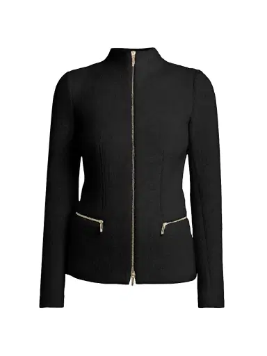 Giorgio Armani Women's Luxe Blend Zip Jacket - Black - Size 14 | Thumbnail 1
