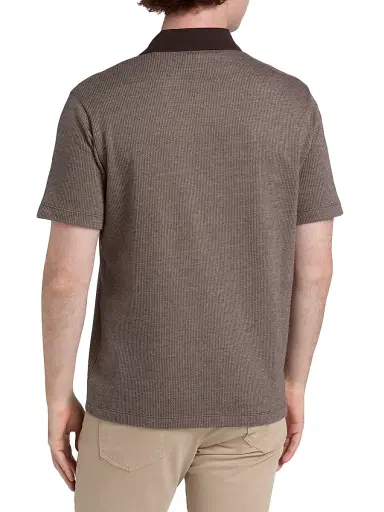 Emporio Armani Men's Melange Johnny Collar Polo Shirt - Brown - Size Medium | Thumbnail 5 Emporio Armani Men's Melange Johnny Collar Polo Shirt - Brown - Size Medium | Thumbnail 5