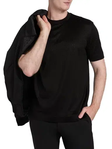 Emporio Armani Men's Clubwear Capsule Rhinestone Logo T-Shirt - Black - Size Large | Thumbnail 3 Emporio Armani Men's Clubwear Capsule Rhinestone Logo T-Shirt - Black - Size Large | Thumbnail 3