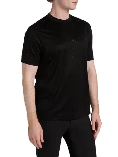 Emporio Armani Men's Clubwear Capsule Rhinestone Logo T-Shirt - Black - Size Large | Thumbnail 4 Emporio Armani Men's Clubwear Capsule Rhinestone Logo T-Shirt - Black - Size Large | Thumbnail 4