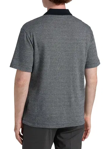 Emporio Armani Men's Melange Johnny Collar Polo Shirt - Navy | Thumbnail 5