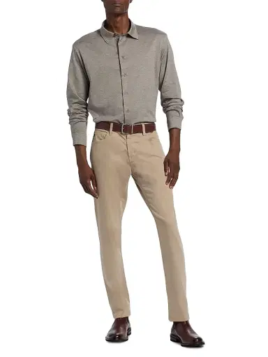 Emporio Armani Men's Cotton Jersey Sport Shirt - Tan - Size Large | Thumbnail 2 Emporio Armani Men's Cotton Jersey Sport Shirt - Tan - Size Large | Thumbnail 2