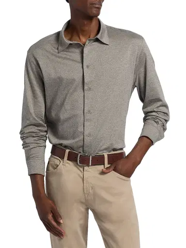 Emporio Armani Men's Cotton Jersey Sport Shirt - Tan - Size Large | Thumbnail 3 Emporio Armani Men's Cotton Jersey Sport Shirt - Tan - Size Large | Thumbnail 3