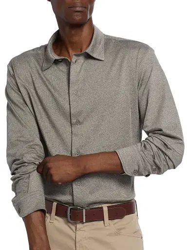 Emporio Armani Men's Cotton Jersey Sport Shirt - Tan - Size Large | Thumbnail 6 Emporio Armani Men's Cotton Jersey Sport Shirt - Tan - Size Large | Thumbnail 6