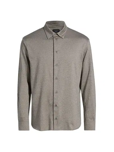 Emporio Armani Men's Cotton Jersey Sport Shirt - Tan - Size Large | Thumbnail 1 Emporio Armani Men's Cotton Jersey Sport Shirt - Tan - Size Large | Thumbnail 1
