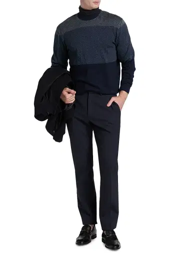 Emporio Armani Men's Geometric Pattern Sweater - Blue | Thumbnail 2 Emporio Armani Men's Geometric Pattern Sweater - Blue | Thumbnail 2