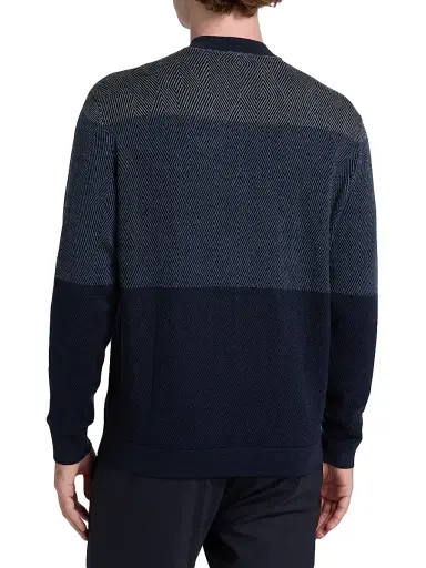 Emporio Armani Men's Geometric Pattern Sweater - Blue | Thumbnail 5 Emporio Armani Men's Geometric Pattern Sweater - Blue | Thumbnail 5