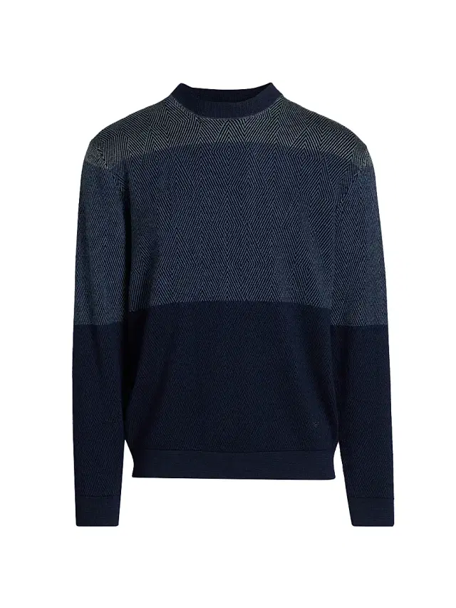 Men's Geometric Pattern Sweater - Blue