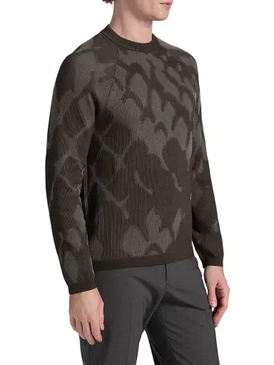Emporio Armani Men's Pattern Abstract-Print Crewneck Sweater - Grey | Thumbnail 4 Emporio Armani Men's Pattern Abstract-Print Crewneck Sweater - Grey | Thumbnail 4
