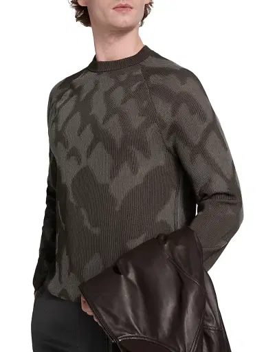 Emporio Armani Men's Pattern Abstract-Print Crewneck Sweater - Grey | Thumbnail 6 Emporio Armani Men's Pattern Abstract-Print Crewneck Sweater - Grey | Thumbnail 6