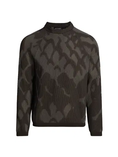 Emporio Armani Men's Pattern Abstract-Print Crewneck Sweater - Grey | Thumbnail 1 Emporio Armani Men's Pattern Abstract-Print Crewneck Sweater - Grey | Thumbnail 1