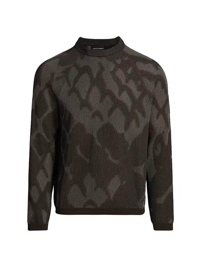 Emporio Armani Men's Pattern Abstract-Print Crewneck Sweater - Grey