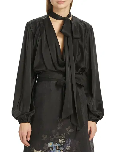 Zimmermann Women's Silk Billow-Sleeve Blouse - Black | Thumbnail 3 Zimmermann Women's Silk Billow-Sleeve Blouse - Black | Thumbnail 3