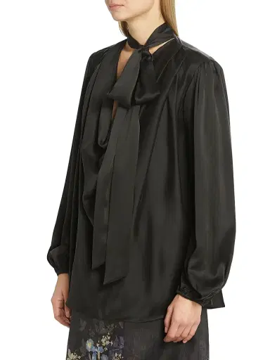 Zimmermann Women's Silk Billow-Sleeve Blouse - Black | Thumbnail 4 Zimmermann Women's Silk Billow-Sleeve Blouse - Black | Thumbnail 4