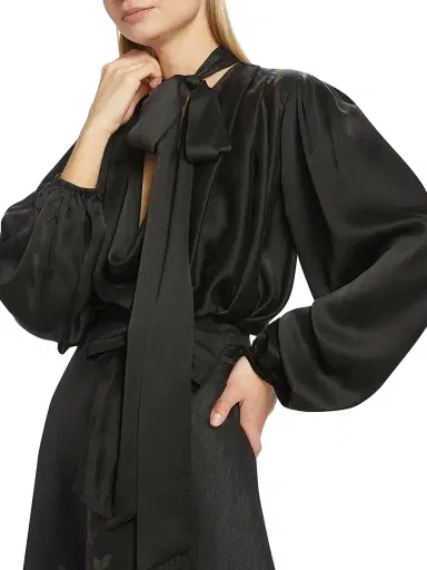 Zimmermann Women's Silk Billow-Sleeve Blouse - Black | Thumbnail 6 Zimmermann Women's Silk Billow-Sleeve Blouse - Black | Thumbnail 6