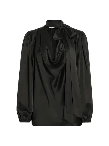 Zimmermann Women's Silk Billow-Sleeve Blouse - Black | Thumbnail 1 Zimmermann Women's Silk Billow-Sleeve Blouse - Black | Thumbnail 1