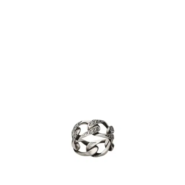 Fendi Ring with chain links and engraved FF details