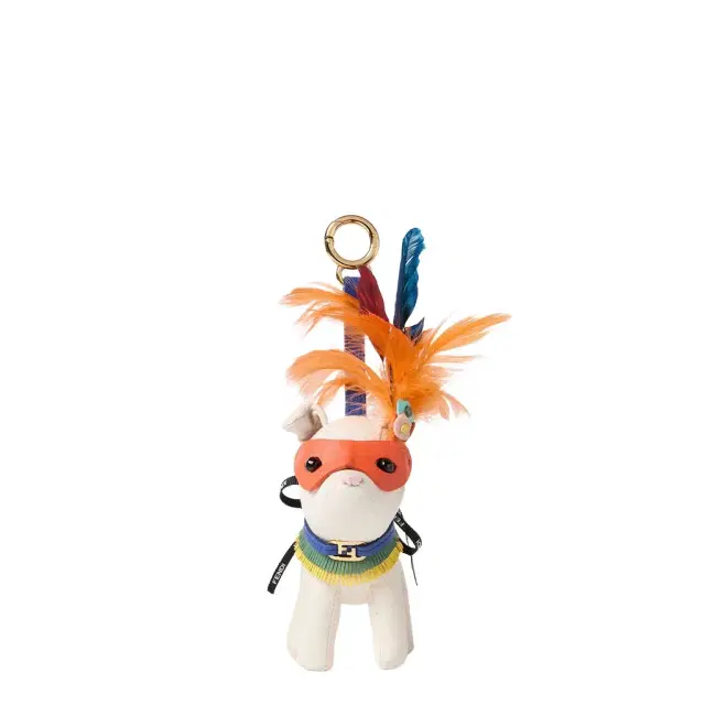 Bag charm made of white microfibre