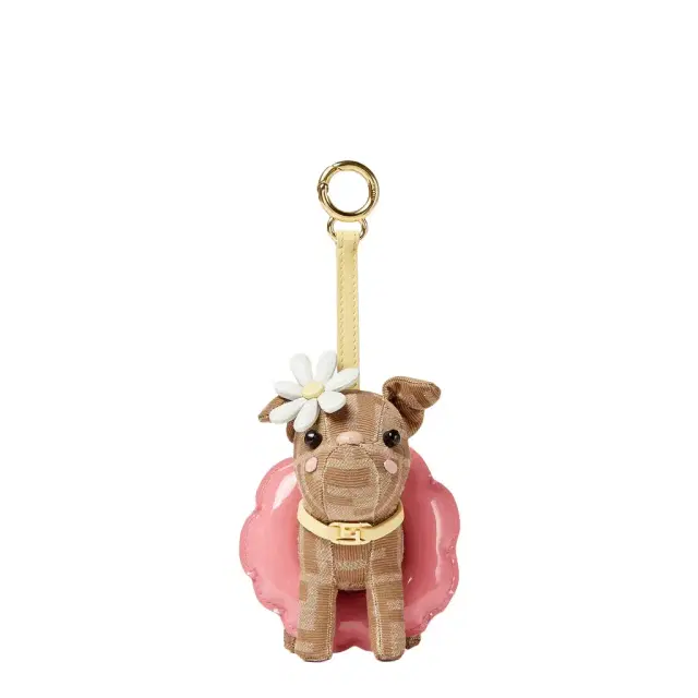 Bag charm made of beige FF jacquard