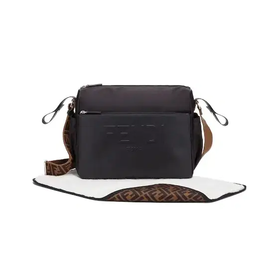 Fendi Black nylon changing bag with leather front pocket