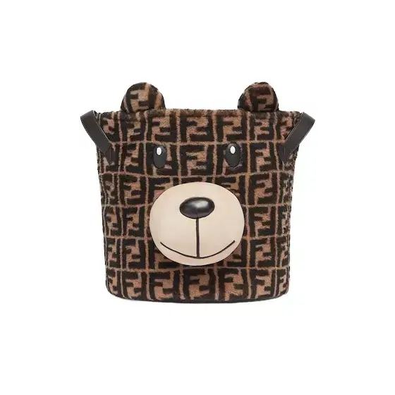 Shearling toy bag with all-over tobacco FF logo
