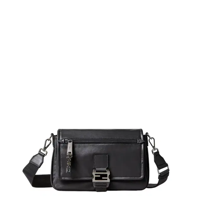 Flux Messenger bag made of black, smooth calfskin