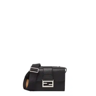 Fendi Baguette® Double Bag, made of black full-grain leather | Thumbnail 1