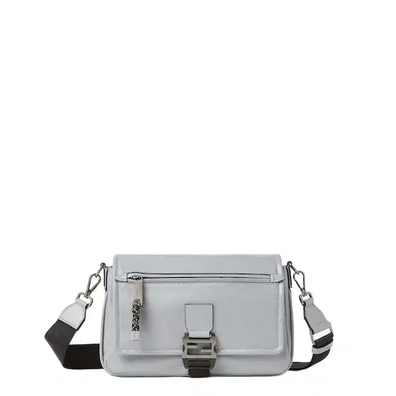 Fendi Flux Messenger bag made of light grey, smooth calfskin