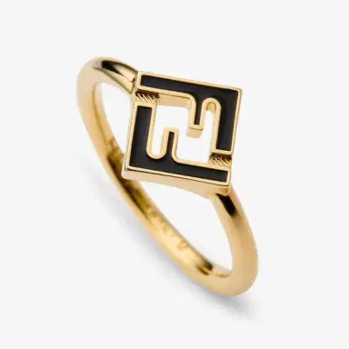 Fendi Ring with cut-out FF logo in black enamel | Thumbnail 2