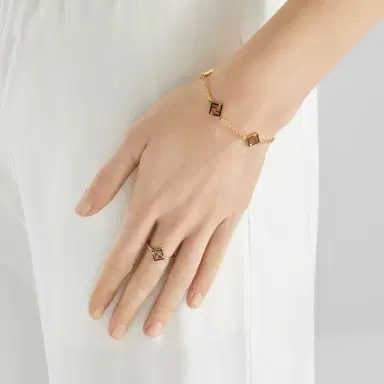 Fendi Ring with cut-out FF logo in black enamel | Thumbnail 3