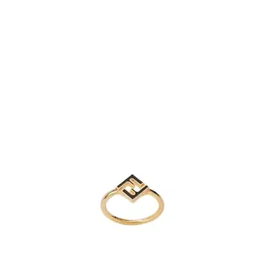 Fendi Ring with cut-out FF logo in black enamel | Thumbnail 1