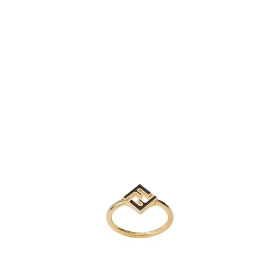 Ring with cut-out FF logo in black enamel