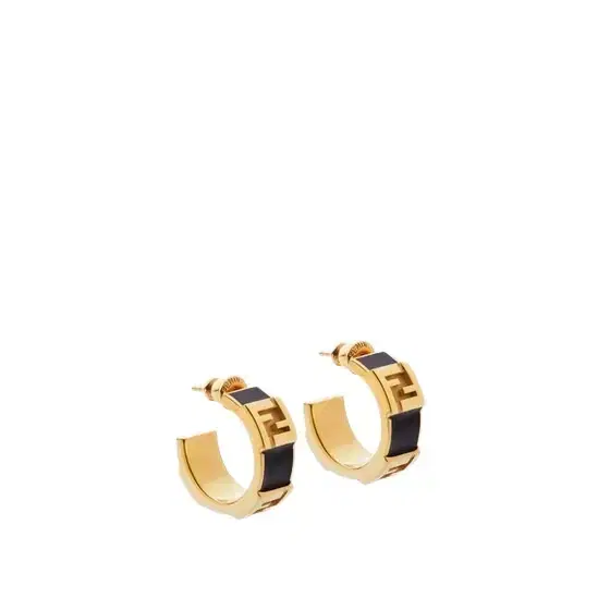 Small stud hoop earrings with embossed FF motif