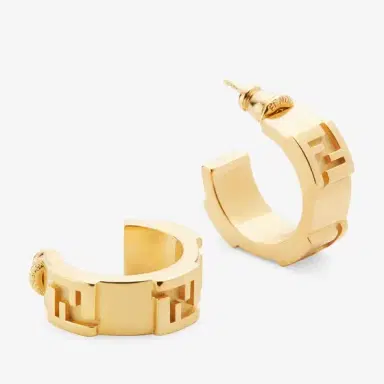 Fendi Small stud hoop earrings with embossed FF motif | Thumbnail 2 Fendi Small stud hoop earrings with embossed FF motif | Thumbnail 2