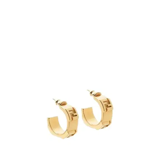 Small stud hoop earrings with embossed FF motif