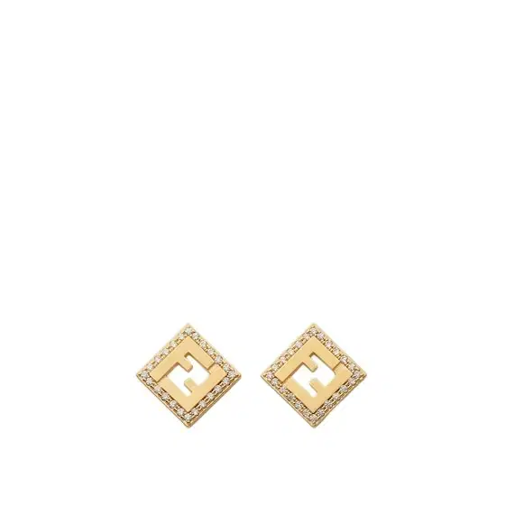 FF motif shaped stud earrings