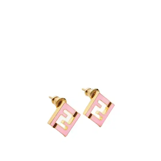 FF motif shaped stud earrings