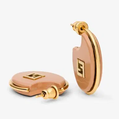 Fendi Oval hoop earrings embellished with a cut-out FF logo made | Thumbnail 2