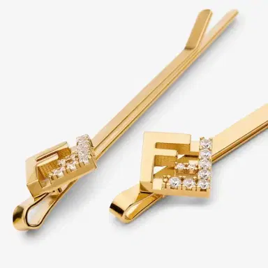 Fendi Set of two hair clips with cut-out FF logo | Thumbnail 2